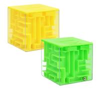 Falafoty 2Pcs Money Maze Puzzle Box, 3D Labyrinth Logical Challenge Cube Maze Cash Gift Storage Box, Desktop Novelty Puzzle Money Saving Cube for Teens Adults, Creative Gift Container for Cash Giving