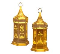 Falafoty 2PCS Ramadan Lantern, Ramadan Decorative Candle Lantern, LED Eid Mubarak Table Lamp Hanging Ramadan Night Light for Home Tabletop Decor Halloween Wedding Deco Moroccan Ramadan Party Supplies