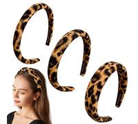 Falafoty 3 Pcs Leopard Print Headbands for Women Girls, Elegant Cheetah Printed Hairband Non Slip Hair Band, Fashion Leopard Print Headwrap Party Hair Accessories,Vintage Alice Band