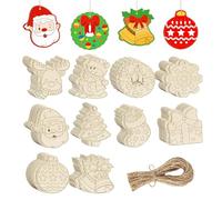 Falafoty 80PCS Wooden Christmas Decoration, Unfinished Wood Hanging Ornament Santa Christmas Tree Deer Bell Shape Pendant, for Kids DIY Craft Xmas Tree Baubles Gift Tag, Paint Decorate Your Own (B)