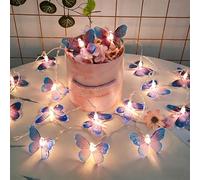 Falafoty Butterfly Fairy String Light, 3M 20LED Beautiful Butterfly Indoor Decorative String Lights,Battery Operated Fairy Light for Bedroom Wall Wedding Valentines Birthday Party Garden (Purple)