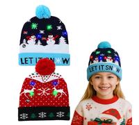 Falafoty Christmas LED Light Up Hat, Novelty Xmas Beanie Knitted Hat, Unisex Winter Snow Hat's New Year Reindeer Snowmen Party Headhat for Kids Adults Xmas Party Winter Celebration Gift