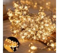 Falafoty Flower Fairy String Lights, 3M 20 LED Warm Cherry Blossom Fairy Light, Battery Operated Decorative Lights for Indoor Outdoor Bedroom Wedding Valentines Garden Party Spring Decor(Transparent)