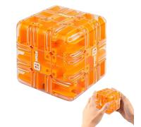 Falafoty Large Labyrinth 3D Maze Cube, Logical Challenge 3x3 Maze Puzzle Cube Toy, Educational Game for Stress Relief & Logic Development, Spatial Awareness Difficulty Puzzle Kids Adult Gift (Orange)
