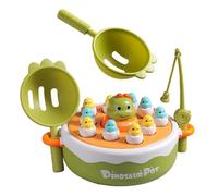 Falafoty Magnetic Fishing Game for Kids, 4 in 1 Dinosaur Operation Board Games, Rotating Musical Fishing Toy Desktop Interactive Family Game Tic-Tac-Toe Pop Up Sensory Toy for Age 3+ Boys Girls Gifts