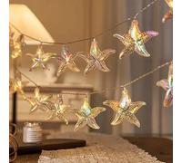 Falafoty Starfish Seashell String Lights,3M 20LED Under The Sea Fairy Light Battery Operated,Ocean Theme Decorative Light String for Indoor Outdoor Bedroom Birthday Wedding Beach Party (Starfish A)