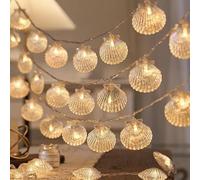 Falafoty Starfish Seashell String Lights,3M 20LED Under The Sea Fairy Light Battery Operated,Ocean Theme Decorative Light String for Indoor Outdoor Bedroom Birthday Wedding Beach Party (Shell)