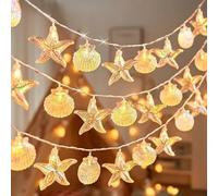 Falafoty Starfish Seashell String Lights, 3M 20LED Under The Sea Fairy Lights Battery Operated, Ocean Theme Decorative Lights String for Indoor Outdoor Bedroom Birthday Wedding Beach Party Holiday