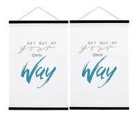 FALAMON 2 Pack B3 Poster Frame Hangers, Light Wood Wooden Magnetic Poster Hanger Frames Hanging Kit for Posters, Pictures, Prints, Photos, Maps, Scrolls, Canvas Artwork (35cm, Black)