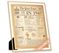 FALAMON Framed 1945 Birthday Poster UK, 80th Birthday Decorations for Women or Men Vintage Birthday Gifts 8x10 Inch Birthday Anniversary Poster Card for Grandparents, Husband, Wife, Mom, Dad