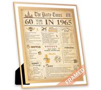 FALAMON Framed 1965 Birthday Poster UK, 60th Birthday Decorations for Women or Men Vintage Birthday Gifts 8x10 Inch Birthday Anniversary Poster Card for Grandparents, Husband, Wife, Mom, Dad