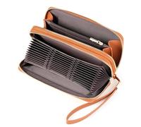 FALAN MULE Women's Large Capacity Leather Wallet with RFID Protection Long Double Zip Purse Women with 24 Card Slots and Removable Hand Strap, White, Fashionable