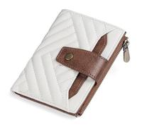 FALAN MULE Women's Small Bifold Leather Purse for Women, Small and Short Format Purse Small Wallet with Multiple Compartments, B02 white, 12.5 x 10 x 3 cm, Modern