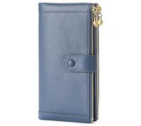 FALAN MULE Women's Wallet Genuine Leather RFID Blocking, Large Capacity Long Ladies Purse with Multiple Card Slots Bifold Zipper Phone Coin Pocket