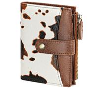 FALAN MULE Women's Wallet with RFID Blocking, Leather Small Compact Bi-fold Zipper Pocket Wallet Card Case Ladies Purse with ID Window Purses for Women