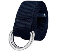 Falari Canvas Web Belt Metal Double D Ring Buckle for Men Women Casual Cloth Military Style Belt 1 1/2" Wide, 1pk - Navy, 37-40W/L