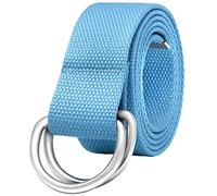 Falari Canvas Web Belt Metal Double D Ring Buckle for Men Women Casual Cloth Military Style Belt 1 1/2" Wide, 1pk - Light Blue, 37-40W/L