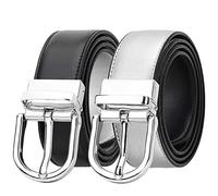 Falari Women Reversible Belt Genuine Leather Fashion Dress Belt With Single Prong Buckle 6027-SILVER-M