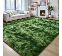 FALARK 6x9 Plush Tie-Dyed Forest Moss Dark Green Area Rug | Non-Slip, Machine Washable, Indoor Modern Fluffy Shaggy Carpet for Bedroom Living Room Kids Playroom College Dorm Decor