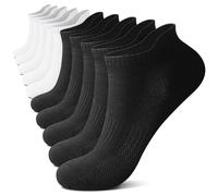 FALARY 10 Pairs Trainer Socks For Men & Women, White & Black Cotton Ankle Socks - Comfortable, Breathable and Durable, Size 12-15