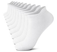 FALARY 10 Pairs Trainer Socks For Men & Women, White Cotton Ankle Socks for Running, Sports and Casual Wear - Comfortable, Breathable and Durable, Size 12-15