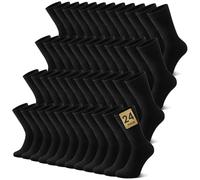 FALARY 24 Pairs Plain Mens Socks, Men's Black Cotton Calf Socks Comfortable for Work & Casual Wear - Breathable, Durable 12-15 UK