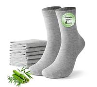 FALARY 6 Pairs Bamboo Diabetic Socks for Men 12-15 Grey Non Elastic Extra Wide Socks for Swollen Feet and Snkles Womens Non Binding Soft Top Seamless Sock Comfortable