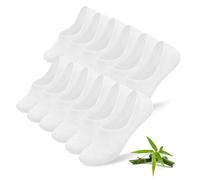 FALARY 6 Pairs Bamboo Trainer Socks for Men 9-12 No Show Socks Women Invisible Ankle Low Cut Casual Running Thin Seamless for Sneaker Loafers Boat Shoes Plimsoles Footsies Sport Beach Summer White