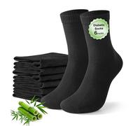 FALARY 6 Pairs Mens Socks Size 12-15 Black Women Bamboo Diabetic Extra Wide Non Binding Non Elastic Socks for Swollen Feet and Ankles Soft Comfortable Seamless Design