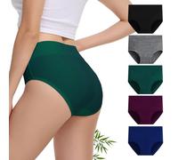 FALARY Bamboo Underwear Women High Waisted Panties for Women Moisture-Wicking Tummy Control Underwear Full Coverage No Itchy Labels Ladies Briefs Knickers Size 16 for Go Shopping, Multicolor
