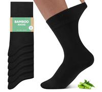 FALARY Mens Bamboo Socks, Seamless Business Casual Socks Multipack - Comfortable, Breathable, Anti-Odour, Black, Size uk 12-15, 6 Pairs