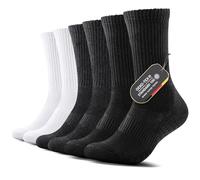 FALARY Mens Socks Ladies Socks Cushioned Sports Women Athletic Crew Socks Cotton Walking Socks for Outdoor Tennis Hiking Trainer Running(6 Pairs) Black White Grey 6-9