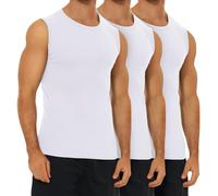 FALARY Men's Tank Top, Pack of 3, Gym Tank Top, 100% Cotton, S-5XL, White, Black, Navy, Olive, 3x White, L
