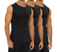 FALARY Men's Vest Top 3 Pack 100% Cotton Sleeveless T-Shirts Breathable Soft Comfort Fit Classic Undershirts Black 3XL