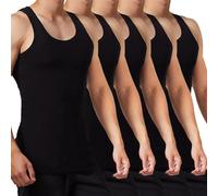 FALARY Mens Vest Tops Pack of 5 Tank Tops Fitted 100% Cotton Basic Plain Color Underwear and Colours Black M