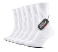 FALARY Men's & Women's Running Socks, 6 Pairs, White, Size 3-5