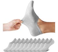 FALARY No Show Socks Mens Women Invisible Trainer Low Cut Ankle Loafer Boat Footies Non-Slip Graps Casual 10 Pairs_Grey_12-14