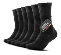 FALARY Socks Men and Women Cushioned Sports Athletic Crew Socks Cotton Walking Socks for Outdoor Tennis Hiking Trainer Running(6 Pairs) Black 10-12