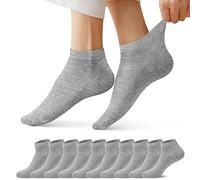 FALARY Trainer Ankle Socks for Men Women 10 Pairs Sport Low short Grey 12-14