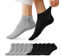 FALARY Trainer Ankle Socks for Men Women 10 Pairs Sport Low short Grey Black 9-12 years