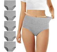 FALARY Women's Knickers High Rise Cotton Pack of 5 Grey