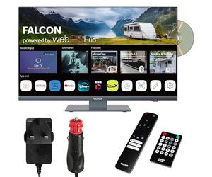 Falcon 19 inch TV WebOS SMART TV Wifi Camping - 12V/24V, Integrated DVD Player, Bluetooth 5.0, USB, Streaming, Freeview, Netflix, Prime Video, pitch perfect Television for Campervan, Motorhome IPTV