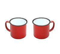 Genware 50018RED Black Rim Enamel Mug, Red, 360mL Capacity