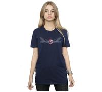 Falcon And The Winter Soldier Captain America Logo Cotton Boyfriend T-Shirt Marvel Navy S