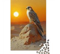 Falcon at Sunset 1000-Piece Puzzle for Adults, 52x38cm/1000pcs; A Weekend Activity at Your Own Pace; White Cardboard for Simple Sorting