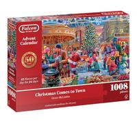Falcon Christmas Comes to Town - Advent Jigsaw Puzzles for Adults Age 15 + | 1008 Piece Jigsaw Advent Calendar with 24 Numbered Christmas Puzzles - Piece Together a Festive Scene, 68 x 49 cm