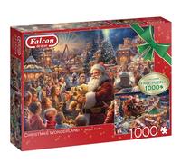 Falcon Christmas Wonderland - 2x 1000 Piece Adults Christmas Jigsaw Puzzles | 1000 Pc Adult Jigsaws Set of 2 - Fun, Festive, Nostalgic Large Puzzles - Cosy Rainy Day Activity & Birthday Gift - 68 x 49 cm