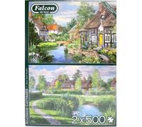 Falcon De Luxe 11289 Jigsaw Puzzle 2x500 Pieces Riverside Cottages Peter Etri...