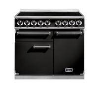 Falcon Deluxe 1000 F1000DXEIBL/C-EU 100cm Wide Black Induction Freestanding Range Cooker - Chrome Trim