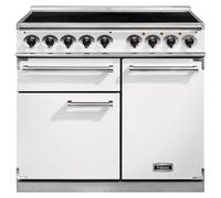 Falcon Deluxe 1000 F1000DXEIWH/N-EU 100cm Wide White Induction Freestanding Range Cooker - Nickel Trim